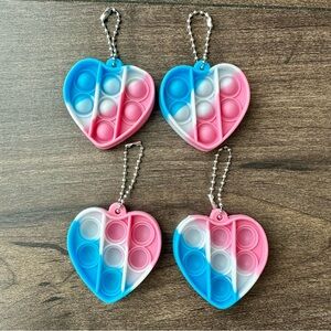 Mini Heart-Shaped Push Pop-It Fidget Keychains - Set of 4 - Sensory Toy